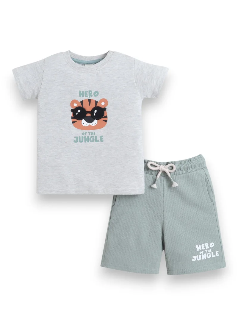 فكتور اند جين Infant Boys’ 2-Piece Set – “Hero of the Jungle” Graphic T-Shirt & Shorts